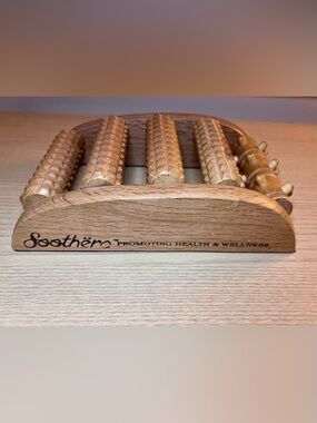 Wooden Foot Massager Roller Multi Texture Reflexology Tool 5-Row